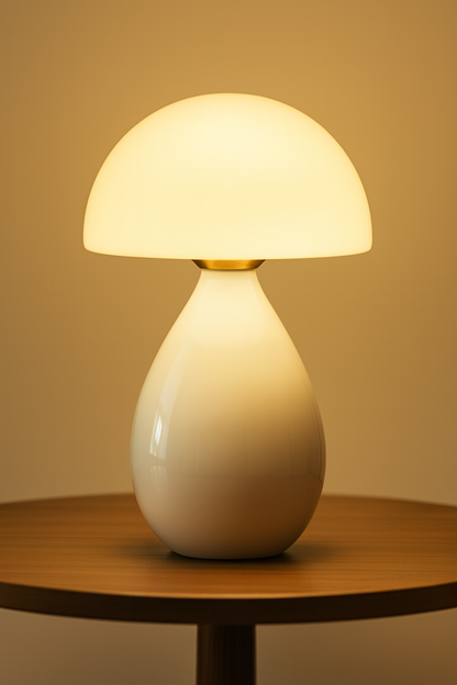Mushroom Lamp - Modern Glass Warm LED Light for Tableside & Bedside